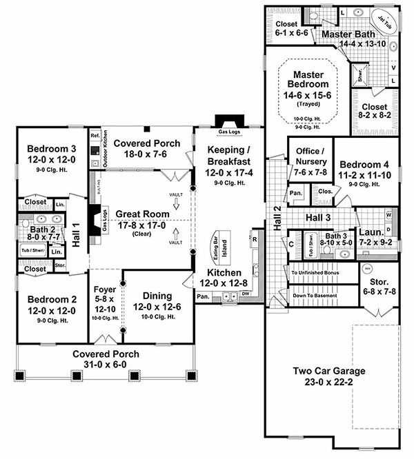 Architectural House Design - Country Floor Plan - Main Floor Plan #21-284