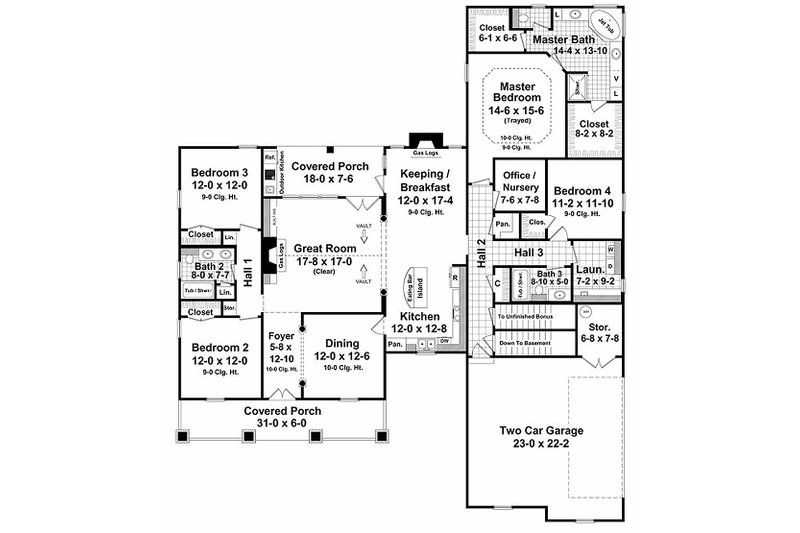 Dream House Plan - Floor Plan - Main Floor for Country House Plan #21-284 - 4 bed, 3 bath