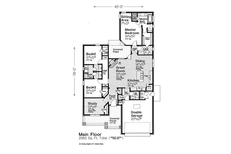 Architectural House Design - Floor Plan - Main Floor for Craftsman House Plan #310-1313 - 3 bed, 2.5 bath