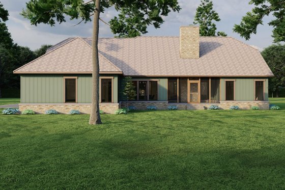 Exterior - Rear Elevation for Country House Plan #17-2901 - 3 bed, 2 bath