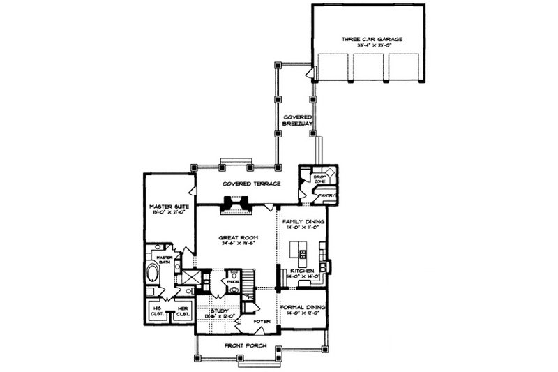 Dream House Plan - Floor Plan - Main Floor for Craftsman House Plan #413-117 - 4 bed, 3 bath
