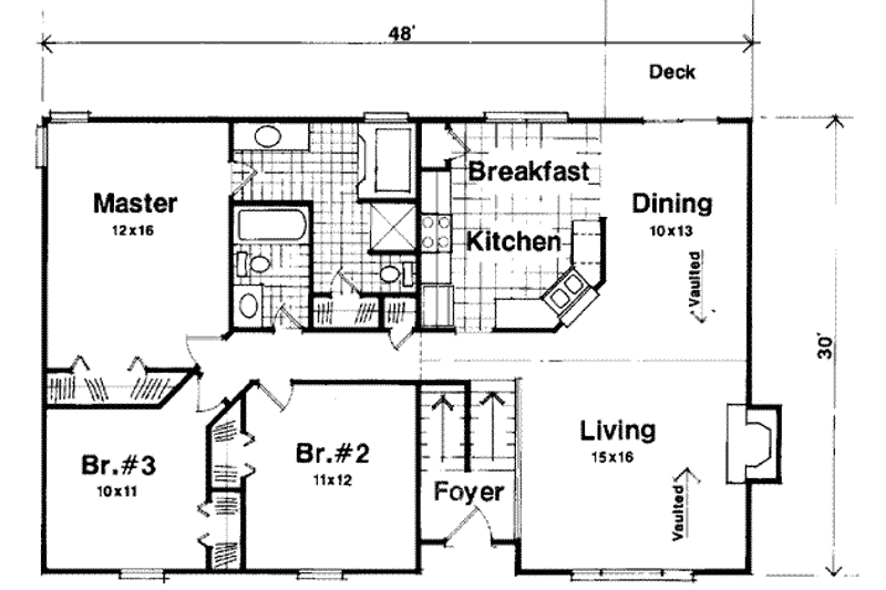 Dream House Plan - Floor Plan - Main Floor for Traditional House Plan #56-117 - 3 bed, 2 bath