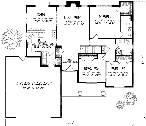 Home Plan - Traditional Floor Plan - Main Floor Plan #70-595