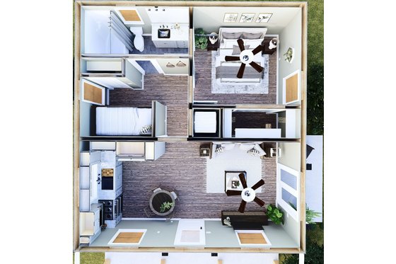 Floor Plan - Main Floor 1 for Cottage House Plan #44-301 - 1 bed, 1 bath