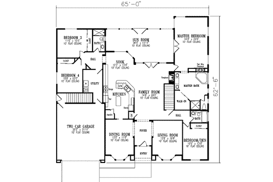 Floor Plan - Main Floor for Adobe / Southwestern House Plan #1-686 - 4 bed, 3 bath