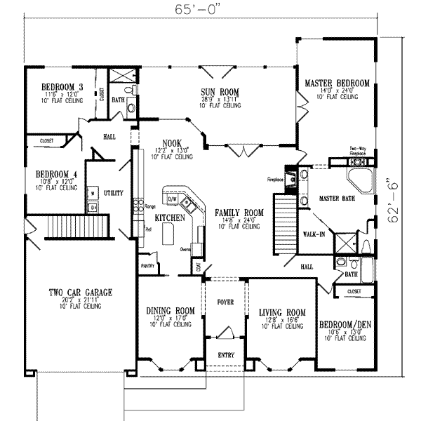 Adobe / Southwestern Floor Plan - Main Floor Plan #1-686