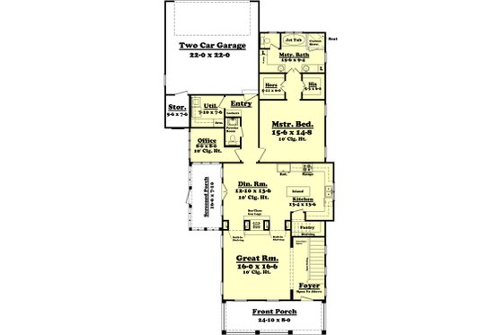 Floor Plan - Main Floor for Farmhouse House Plan #430-76 - 3 bed, 2.5 bath