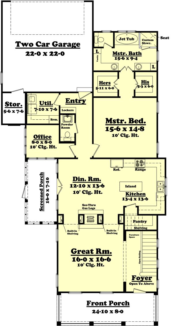 Architectural House Design - Farmhouse Floor Plan - Main Floor Plan #430-76