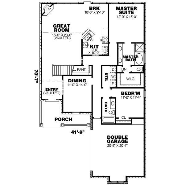 Architectural House Design - Colonial Floor Plan - Main Floor Plan #34-197