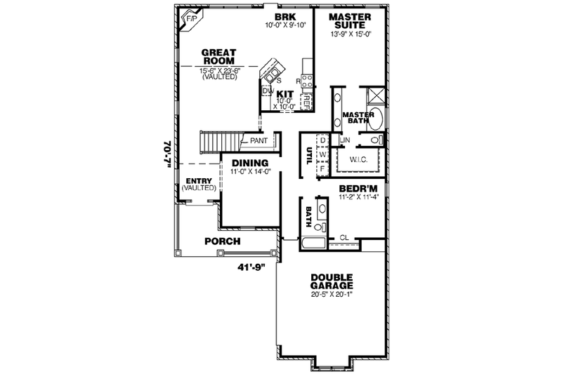 Home Plan - Floor Plan - Main Floor for Colonial House Plan #34-197 - 4 bed, 3 bath