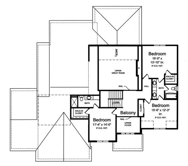 Traditional Floor Plan - Upper Floor Plan #46-887