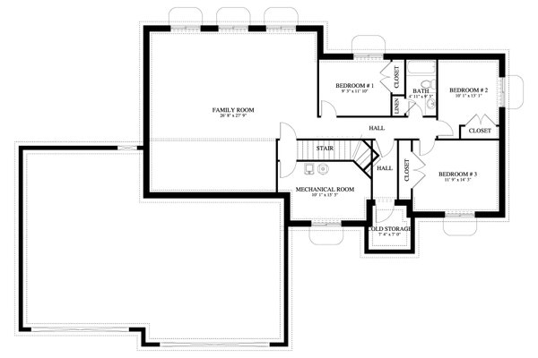 Craftsman Floor Plan - Lower Floor Plan #1060-384