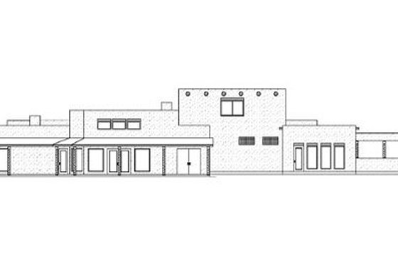Exterior - Rear Elevation for Adobe / Southwestern House Plan #84-262 - 3 bed, 4 bath