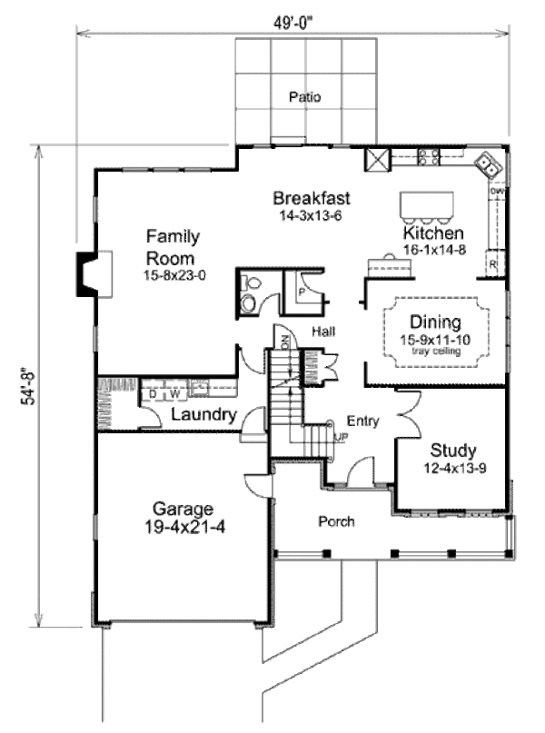 Traditional Floor Plan - Main Floor Plan #57-387