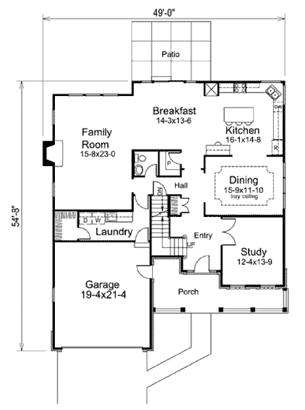 Home Plan - Traditional Floor Plan - Main Floor Plan #57-387