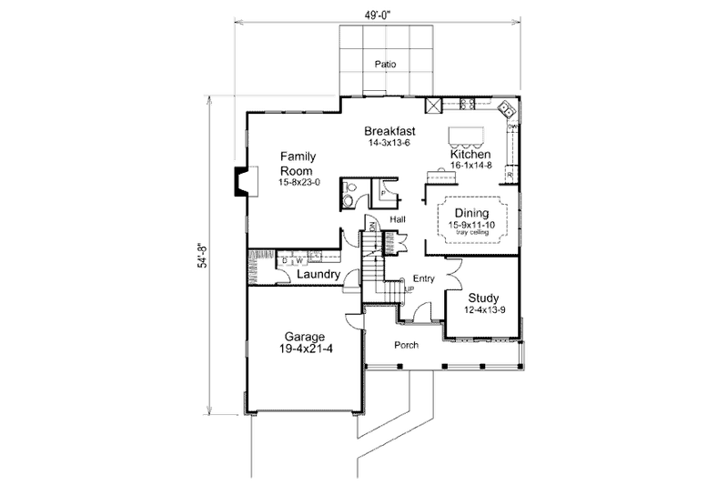 Dream House Plan - Floor Plan - Main Floor for Traditional House Plan #57-387 - 4 bed, 3.5 bath