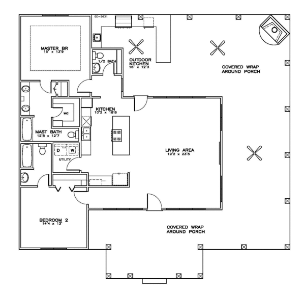 Southern Floor Plan - Main Floor Plan #8-262