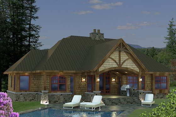 Craftsman style home, rear elevation