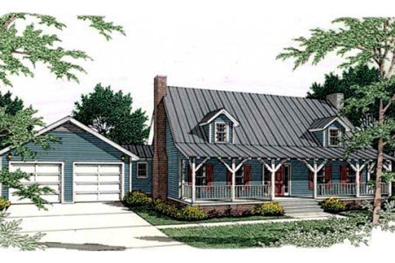 Architectural House Design - Country Exterior - Front Elevation Plan #406-229
