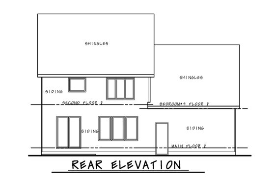 Exterior - Rear Elevation for Traditional House Plan #20-2282 - 4 bed, 3.5 bath