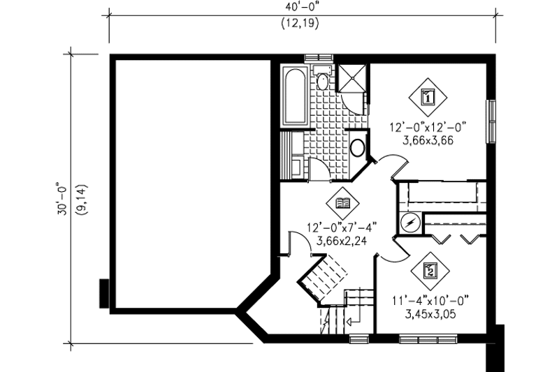 Dream House Plan - Floor Plan - Lower Floor for Traditional House Plan #25-3051 - 2 bed, 2 bath