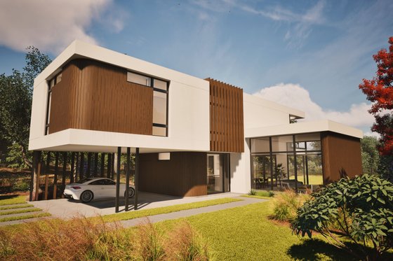 Exterior - Front Elevation 4 for Modern House Plan #80-226 - 3 bed, 2.5 bath