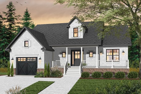 Exterior - Front Elevation 3 for Cottage House Plan #23-2282 - 2 bed, 1 bath