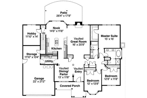 Floor Plan - Main Floor for Country House Plan #124-506 - 3 bed, 3 bath