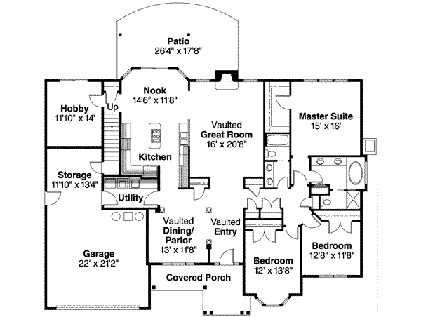 House Plan Design - Country Floor Plan - Main Floor Plan #124-506
