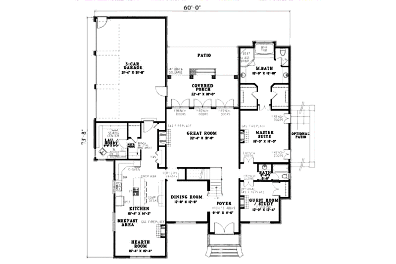 European Style House Plan - 5 Beds 4 Baths 3578 Sq/Ft Plan #17-2305 ...