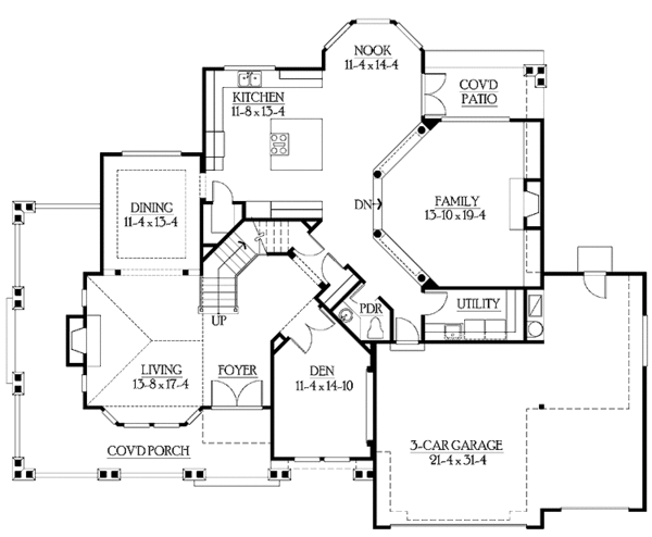 House Plan Design - Craftsman Floor Plan - Main Floor Plan #132-464