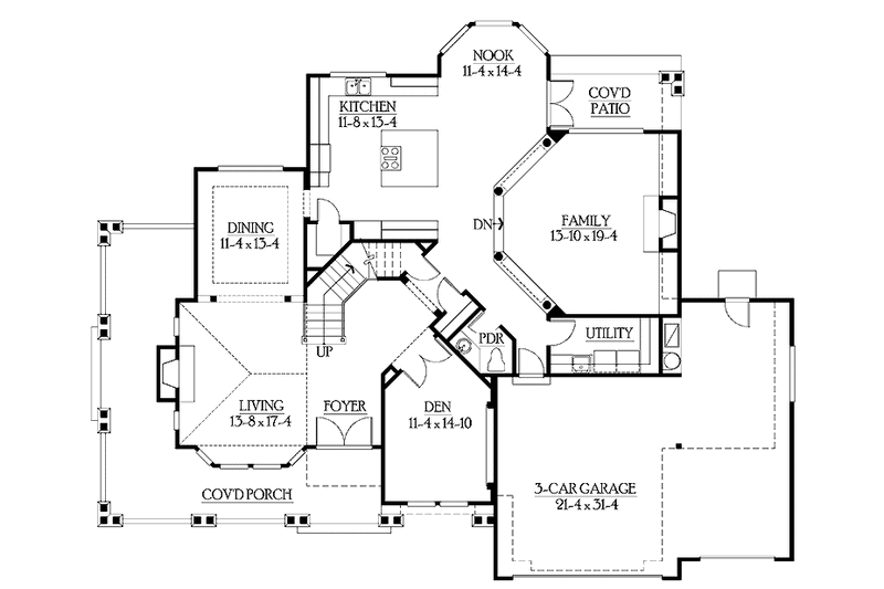 Dream House Plan - Floor Plan - Main Floor for Craftsman House Plan #132-464 - 4 bed, 3.5 bath