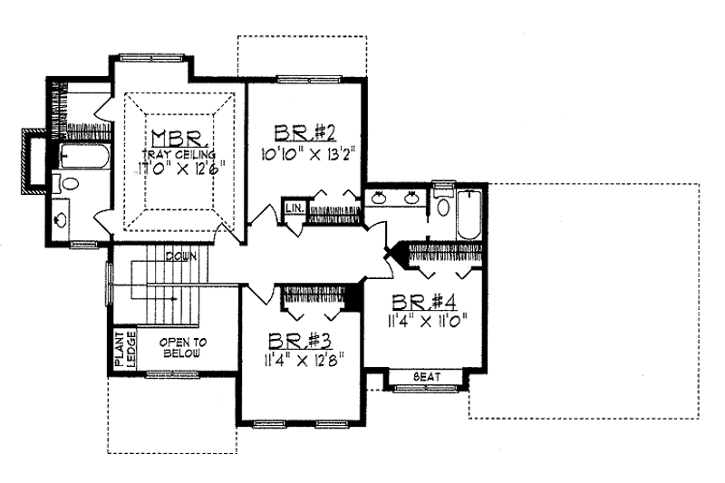 House Plan Design - Floor Plan - Upper Floor for Colonial House Plan #70-1344 - 4 bed, 2.5 bath