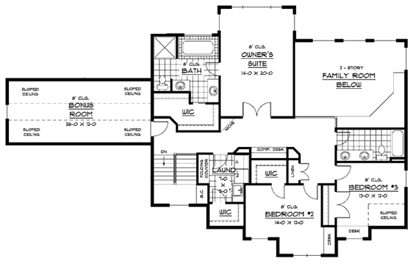 House Plan Design - Traditional Floor Plan - Upper Floor Plan #51-663