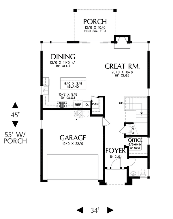 Architectural House Design - Prairie Floor Plan - Main Floor Plan #48-1060