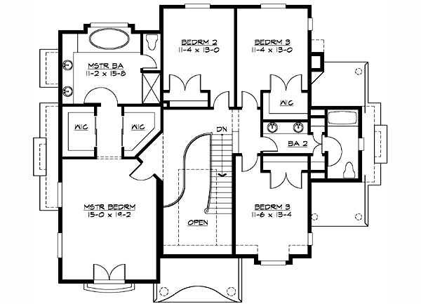 Craftsman Floor Plan - Upper Floor Plan #132-150