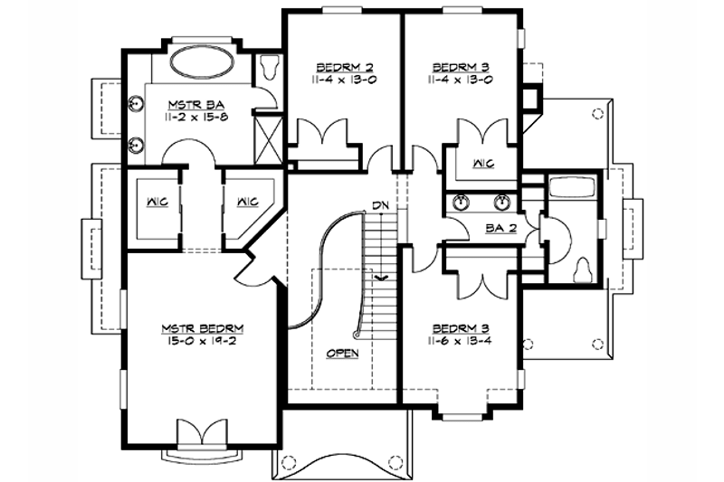 Home Plan - Floor Plan - Upper Floor for Craftsman House Plan #132-150 - 4 bed, 3 bath