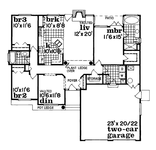 House Blueprint - Ranch Floor Plan - Main Floor Plan #47-805
