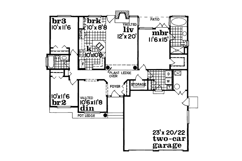 Home Plan - Floor Plan - Main Floor for Ranch House Plan #47-805 - 3 bed, 2 bath