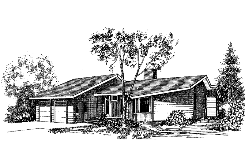 Home Plan - Exterior - Front Elevation 3 for Contemporary House Plan #60-955 - 3 bed, 3 bath