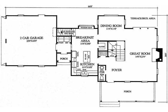 Floor Plan - Main Floor for Farmhouse House Plan #137-106 - 3 bed, 2 bath