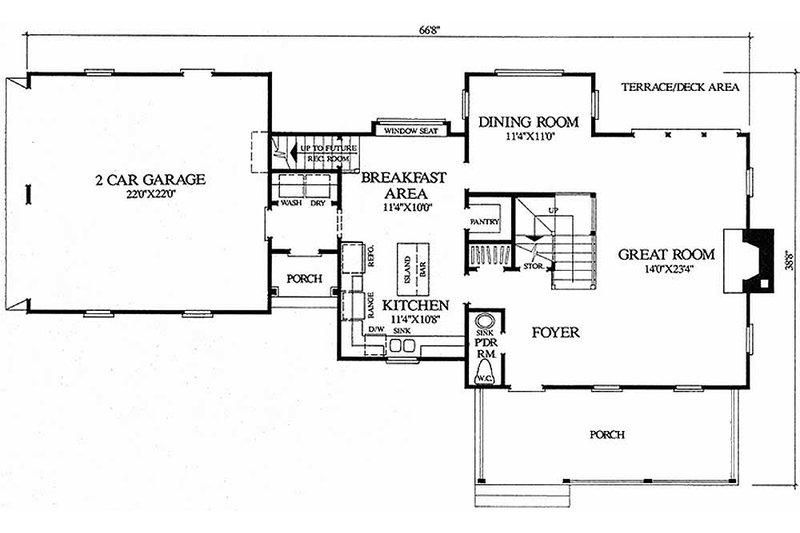 Architectural House Design - Floor Plan - Main Floor for Farmhouse House Plan #137-106 - 3 bed, 2 bath