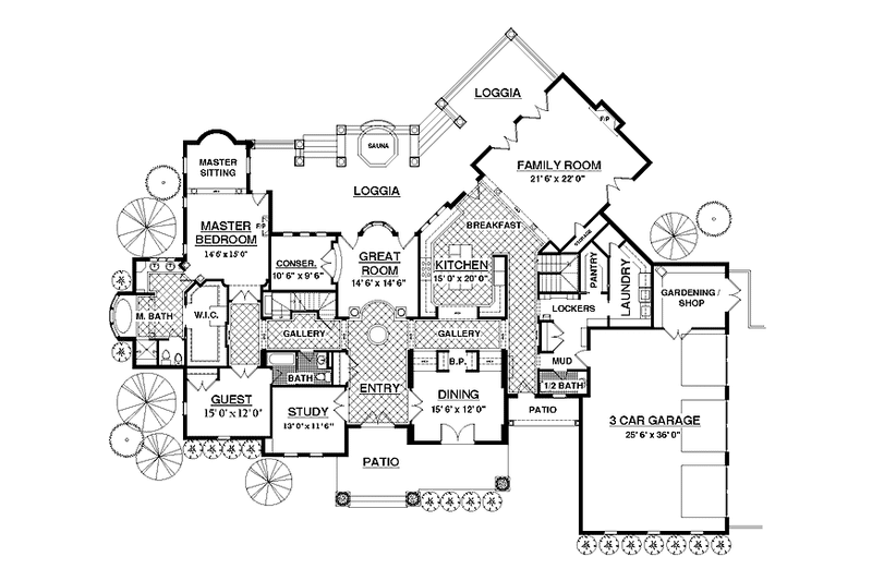 Dream House Plan - Floor Plan - Main Floor for Mediterranean House Plan #937-17 - 5 bed, 5.5 bath