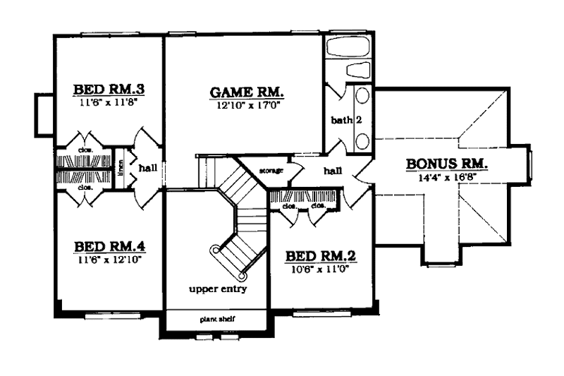 House Plan Design - Floor Plan - Upper Floor for Classical House Plan #42-623 - 4 bed, 2.5 bath