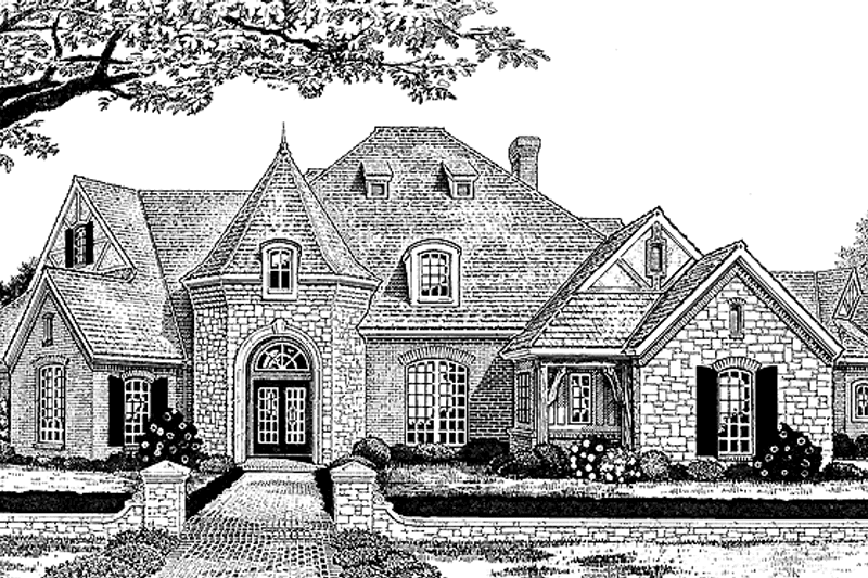 Home Plan - Exterior - Front Elevation 3 for European House Plan #310-1174 - 4 bed, 4.5 bath