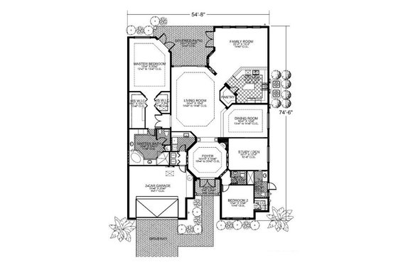 Floor Plan - Main Floor for Mediterranean House Plan #420-215 - 3 bed, 3 bath