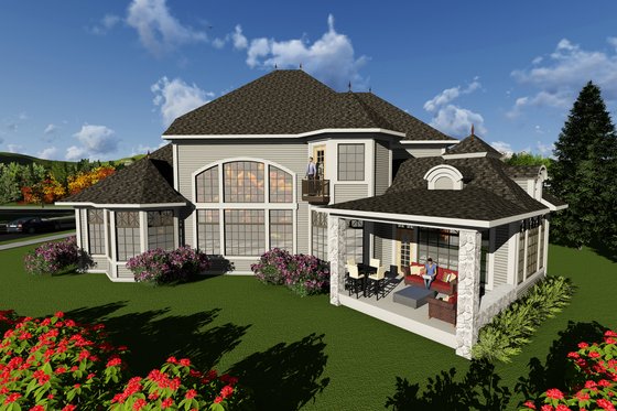 Exterior - Rear Elevation for European House Plan #70-1294 - 4 bed, 4.5 bath
