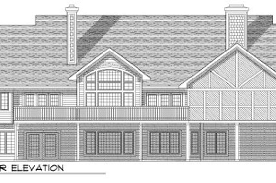 Exterior - Rear Elevation for Country House Plan #70-788 - 5 bed, 4 bath