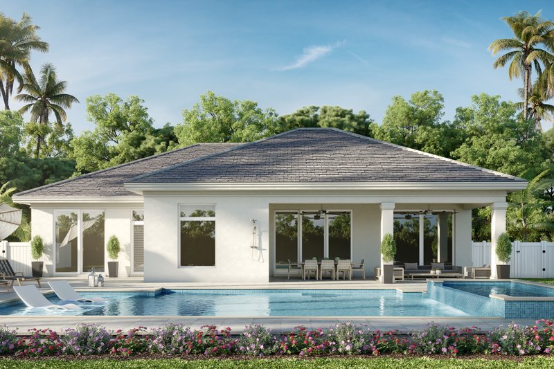 House Design - Exterior - Rear Elevation for Contemporary House Plan #1083-22 - 4 bed, 3 bath