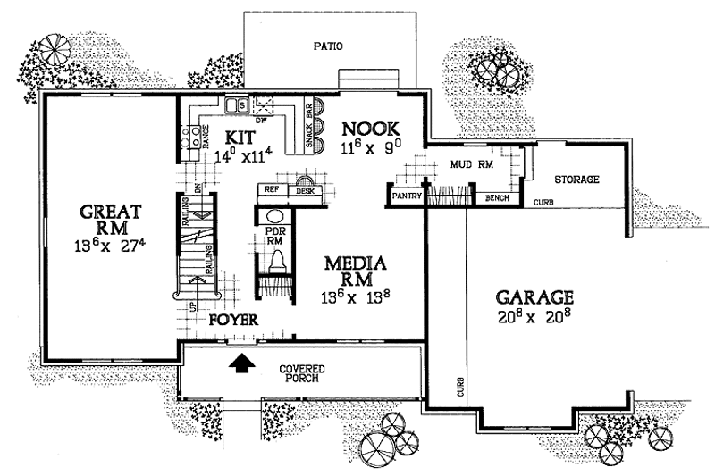 Architectural House Design - Floor Plan - Main Floor for Country House Plan #72-1103 - 4 bed, 2.5 bath